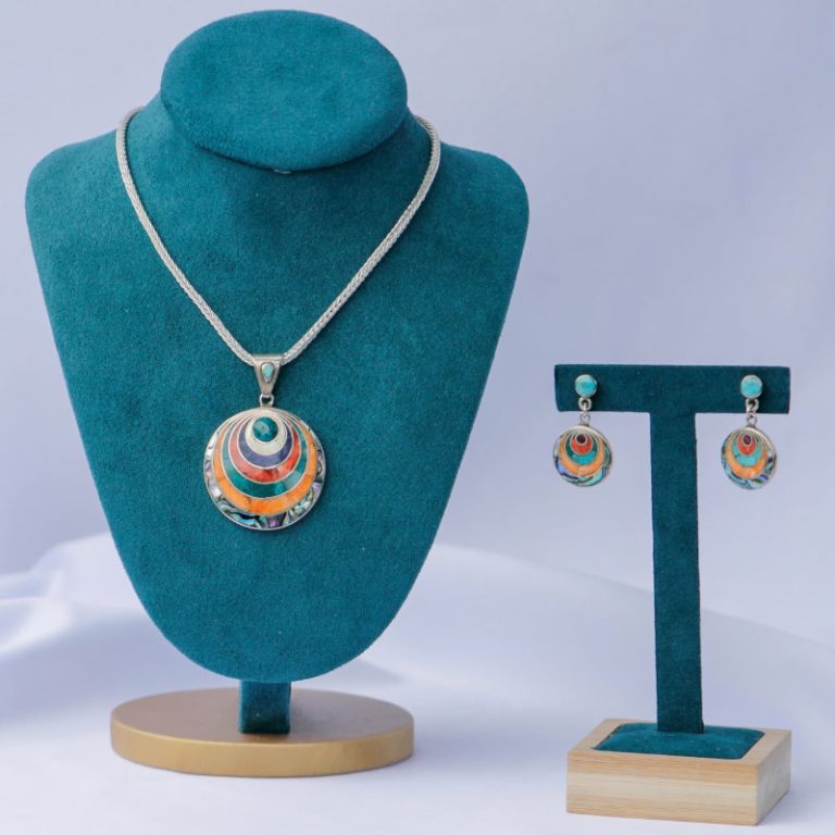 Set Circulo de la Vida en Plata Ley 950 y Piedras Peruanas - Joyería Peruana Artesanal