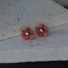 Aretes Flor Coral Rojo en Plata ley 950