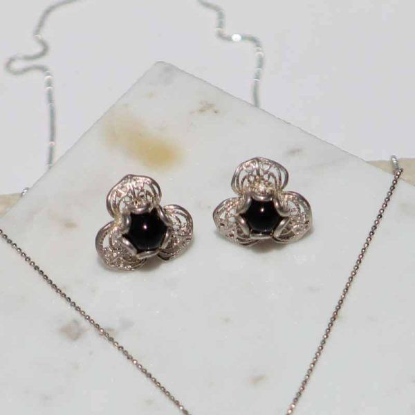 Aretes Trébol Filigrana en Plata ley 950