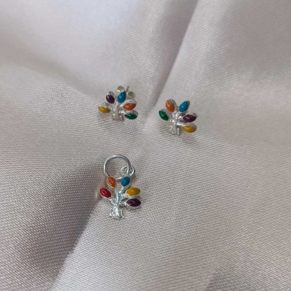 Set Mini Árbol de la vida Andino | Aretes y Dije plata ley 950