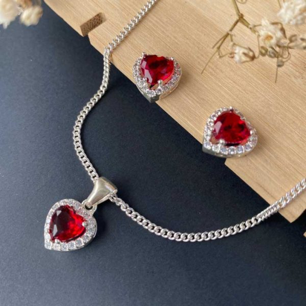 Set Corazón en Plata 950 con incrustación de circón