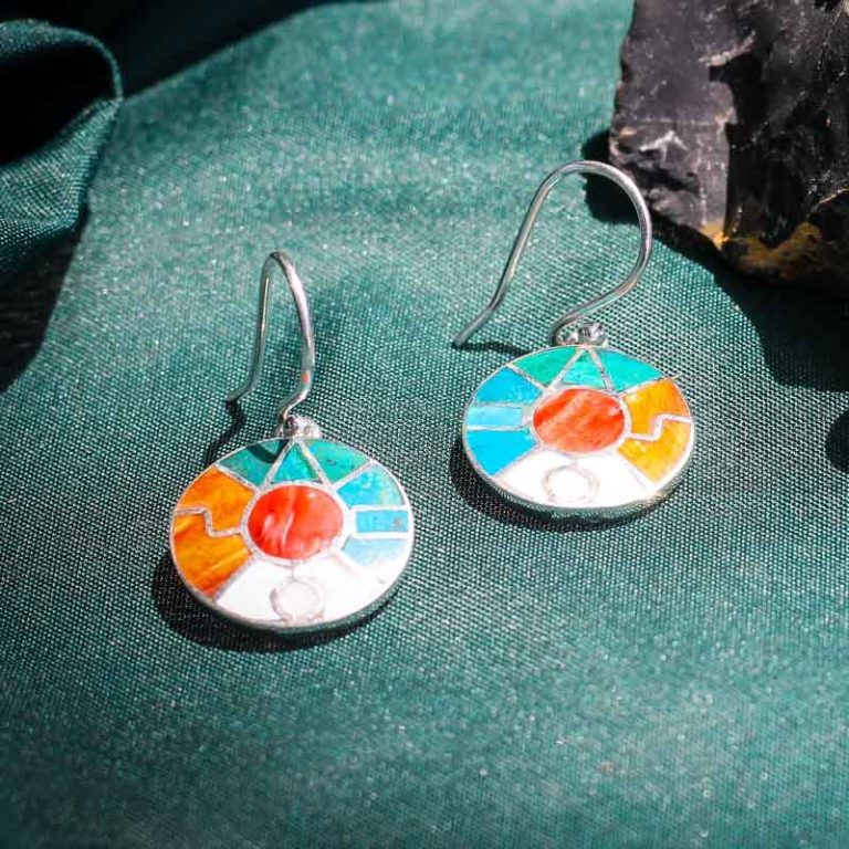 Aretes Calendario Inca en Plata Ley 950 | Joyería de Astronomía Ancestral y Sol Inti