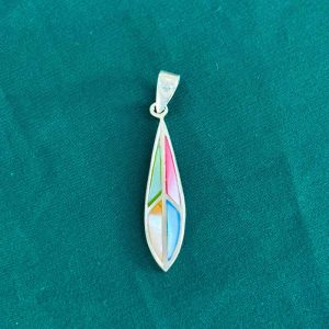 Alternative view of Dije Colgante Lágrima Aurora Plata 950 y Colores | Joyería Mística