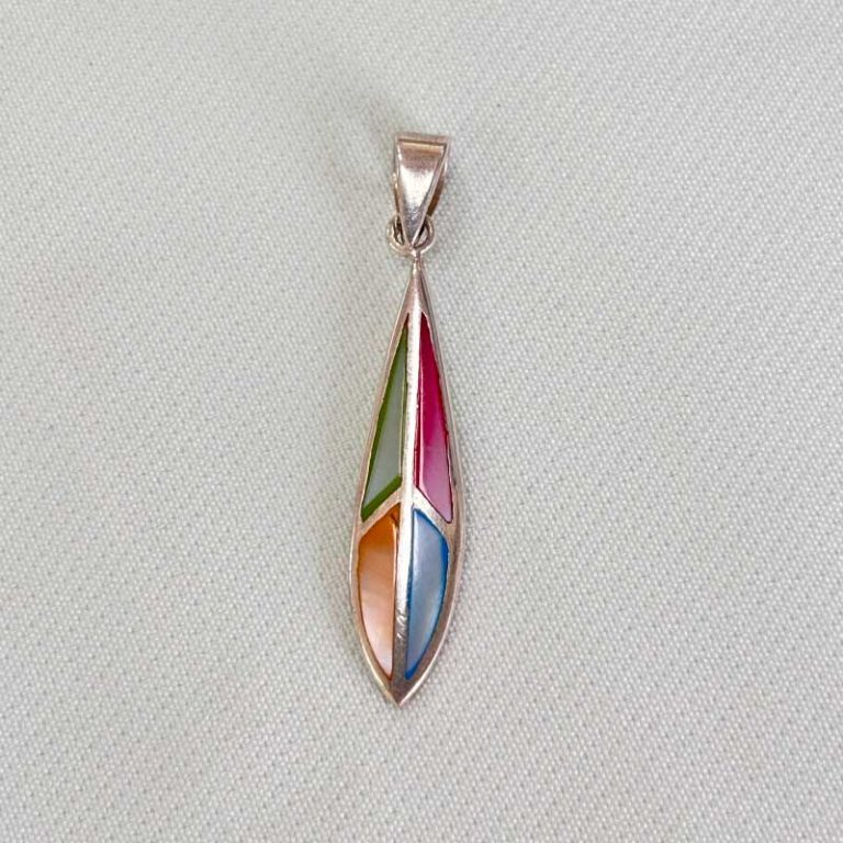 Dije Colgante Lágrima Aurora Plata 950 y Colores | Joyería Mística