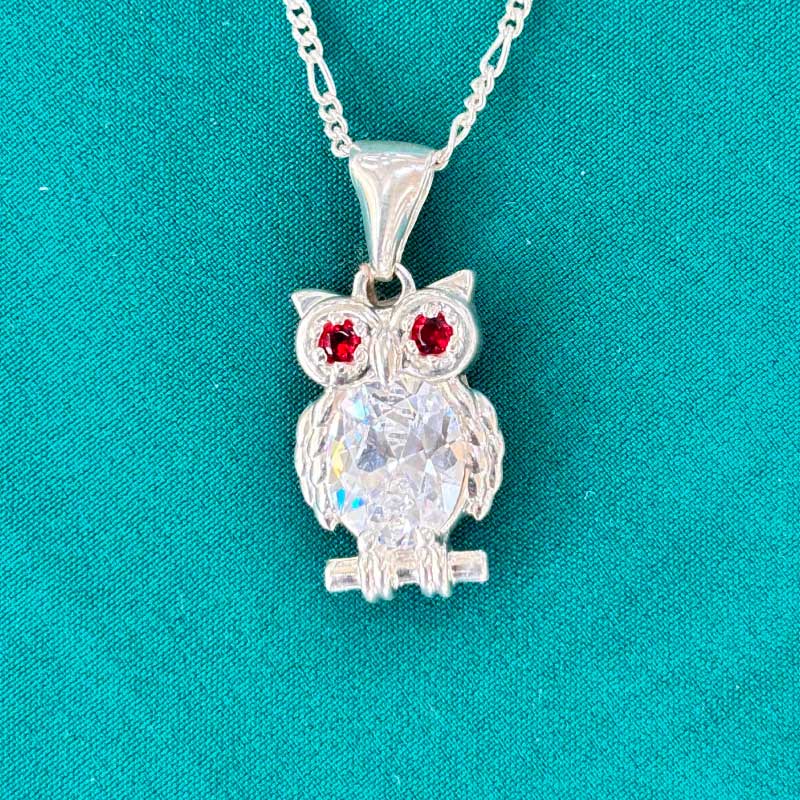 Dije Colgante Búho en Plata ley 925 con Zircón | Amuleto de Sabiduría - Image 3