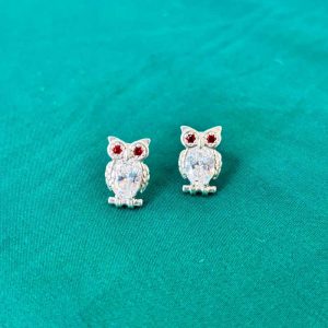 Aretes Colgante Búho en Plata ley 925 con Zircón | Amuleto de Sabiduría