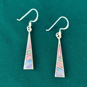 Aretes Colgantes Plata 950 Mosaico Andino | Triángulo y Piedras