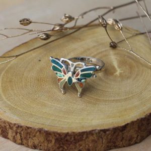 Alternative view of Anillo Regulable Mariposa multicolor