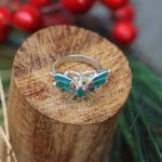 Anillo Ajustable Mariposa Multicolor en Plata ley 950 | Joya Mosaico Andino