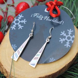 Aretes Colgantes Plata 950 Mosaico Andino | Triángulo y Piedras
