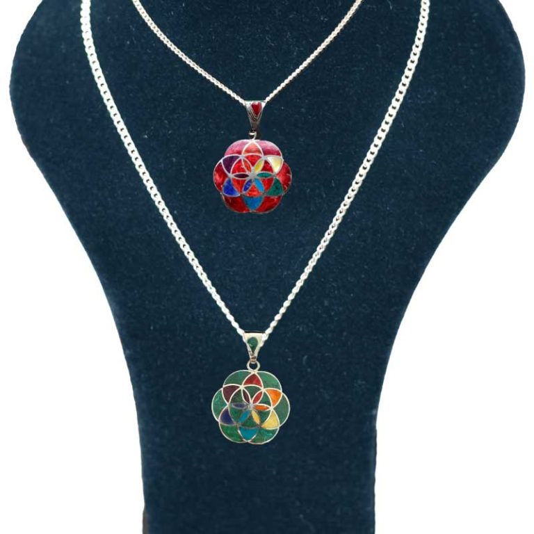 Set para Parejas de 2 Dijes Flor de la Vida en Plata Ley 950