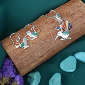 Set de Aretes y Dije de Faisán de la Aurora