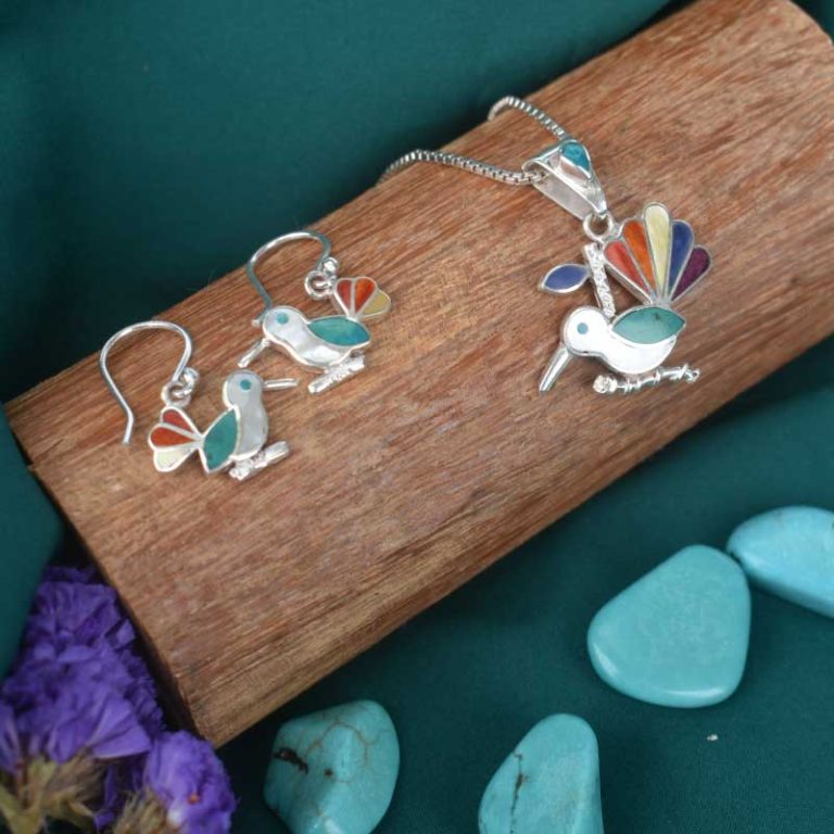 Set de Aretes y Dije de Faisán de la Aurora