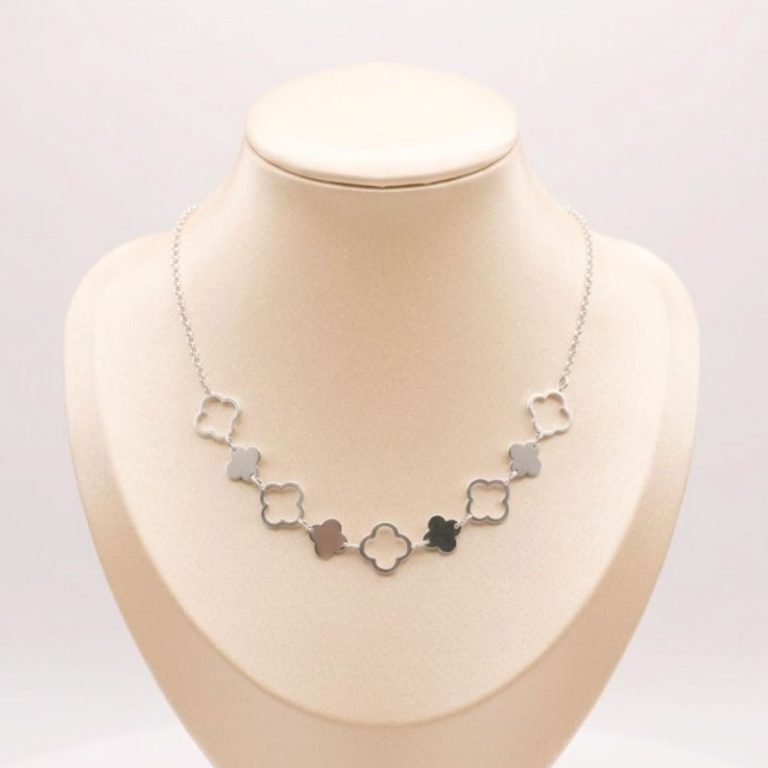 Collar Estilo Van Cleef en Plata Ley 925 | Gargantilla de Lujo con Tréboles
