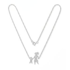 Alternative view of Collar Madre e Hija en Plata Ley 925 | Joyería de Homenaje Texturizada | Regalo para Mamá