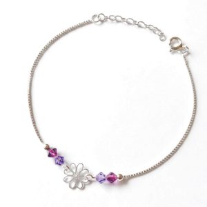 Alternative view of Pulsera Aura de Flor en Plata Ley 925 | Con Cristales de Colores