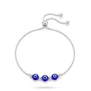 Pulsera de Ojo Turco en Plata Ley 925 Ajustable | Amuleto de Protección contra el Mal de Ojo