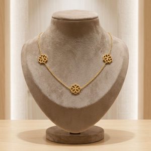 Collar de Flores en Plata Ley 925 baño en Oro 18K | Gargantilla Minimalista