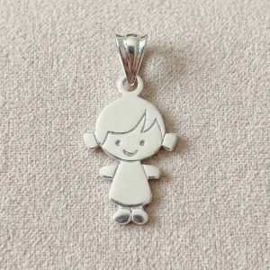 Dije Silueta de Niña en Plata Ley 925 | Colgante de Niña Satinado para Mamá y Papá