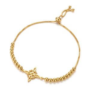 Pulsera Nudo de Bruja en Plata 925 con Baño de Oro 18K | Pulsera Ajustable de Protección y Suerte
