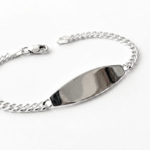 Esclava Oval de 80 de Plata Ley 925  Pulsera con Placa para Grabar | Joyería Clásica
