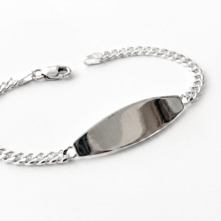Esclava Oval de 80 de Plata Ley 925  Pulsera con Placa para Grabar | Joyería Clásica