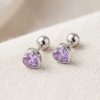Aretes de Corazón Punto de Luz en Plata Ley 950 y zircón | Abridores con Seguro Enroscable | Joyería Fina para Niña y Mujer