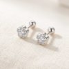 Aretes Abridores de Flor en Plata 950 | Pendientes de Seguridad Punto de Luz con Enroscable | Joyería Hipoalergénica para Mujer y Niñas