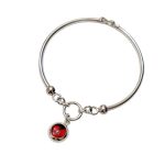 Brazalete Órbita Huayruro en Plata Ley 950 | Pulsera de Caña Rígida con Eslabones | Joyería Geométrica de Protección